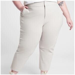 Athleta Pants Womens 22 Cream Gray Stellar Straight Crop Minimalist Travel Work